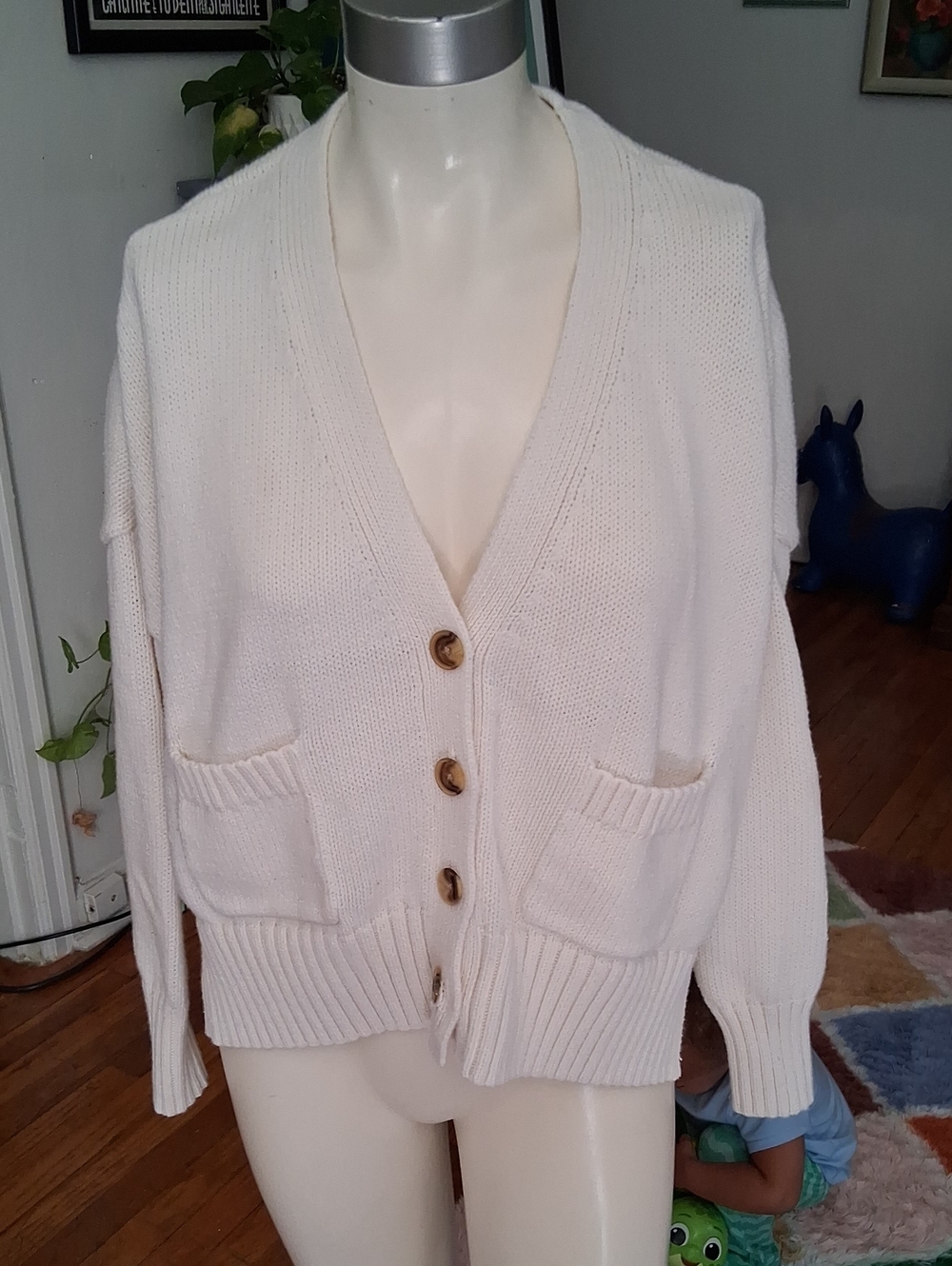 a new day Ivory V‑Neck Button Front Cardigan